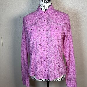 Cruel Girl Pink Eyelet Western Floral Blouse with pink pearly snaps. Gorgeous!!!